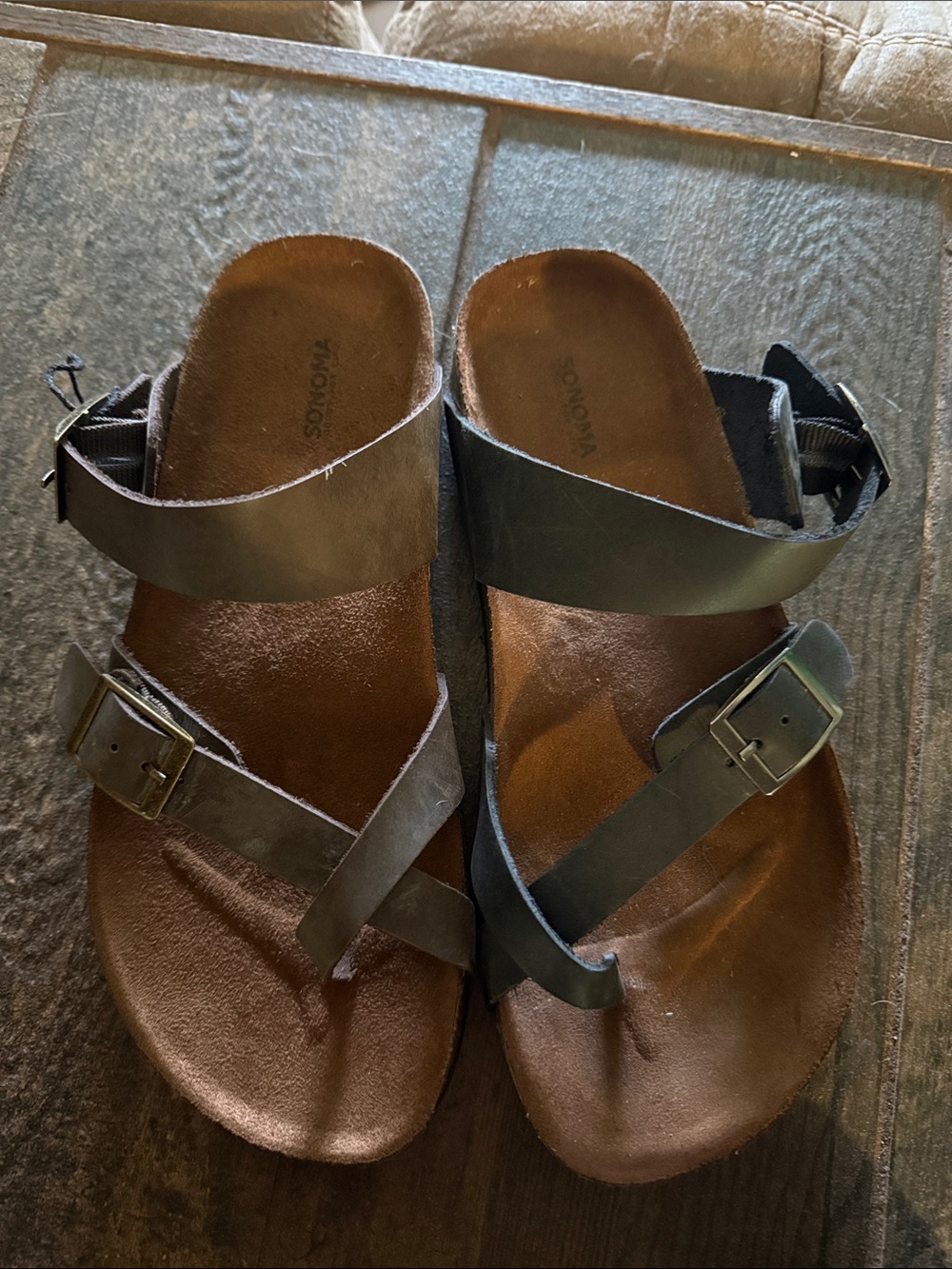 Sonoma Brown Leather Double-Strap Buckle Sandals